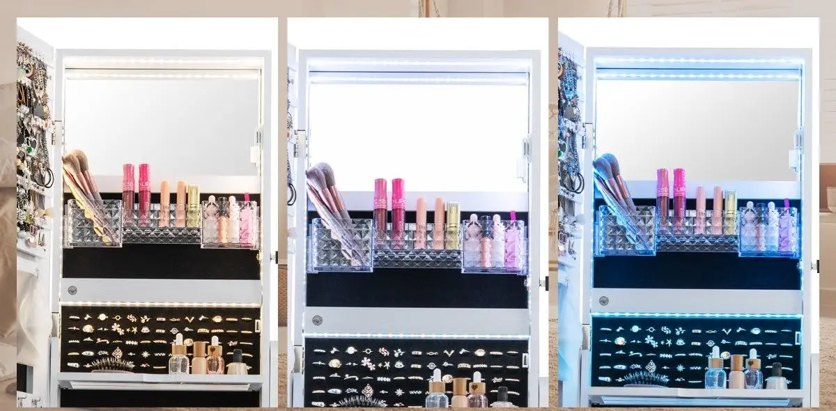 Dulap-oglinda pentru bijuterii Costway JV11233WH (White)