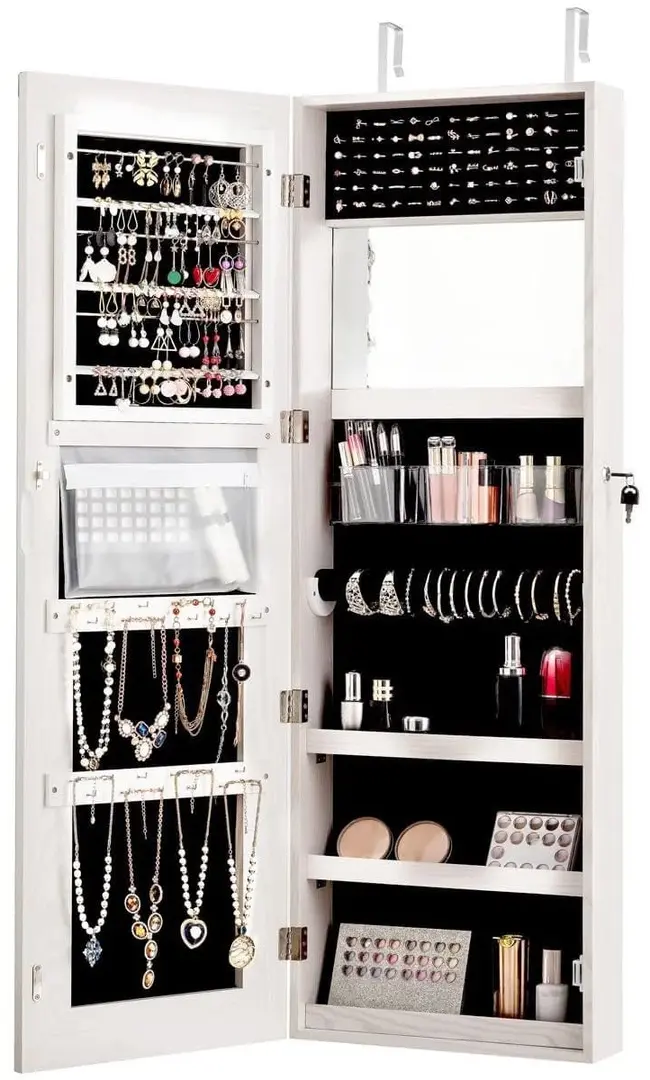 Шкаф-зеркало для украшений Costway JV11242DE-WH (White)