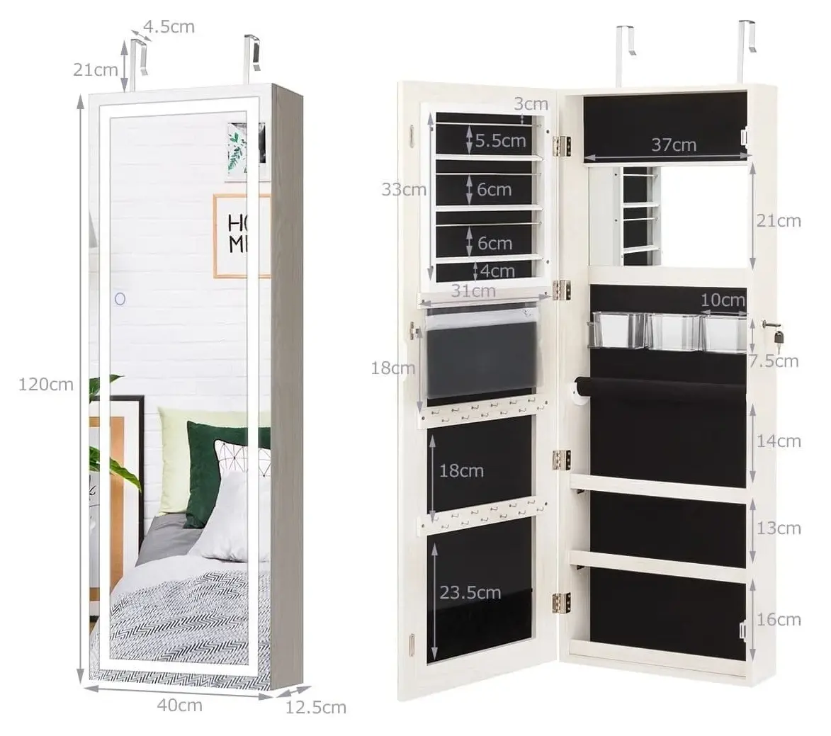 Шкаф-зеркало для украшений Costway JV11242DE-WH (White)