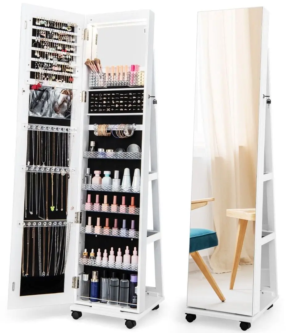 Шкаф-зеркало для украшений Costway JV11245WH (White) - 3