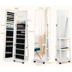 Шкаф-зеркало для украшений Costway JV11245WH (White) Thumb