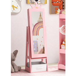 Dulap-oglinda pentru bijuterii pentru copii Costway HY10312PI (Pink)