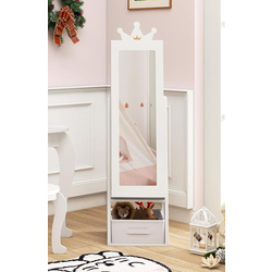 Dulap-oglinda pentru bijuterii pentru copii Costway HY10312WH (White)