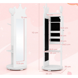 Dulap-oglinda pentru bijuterii pentru copii Costway HY10315WH (White) Thumb