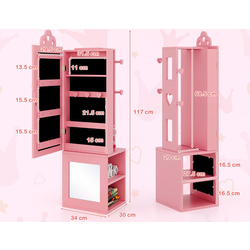 Dulap-oglinda pentru bijuterii pentru copii Costway HY10316PI (Pink) Thumb
