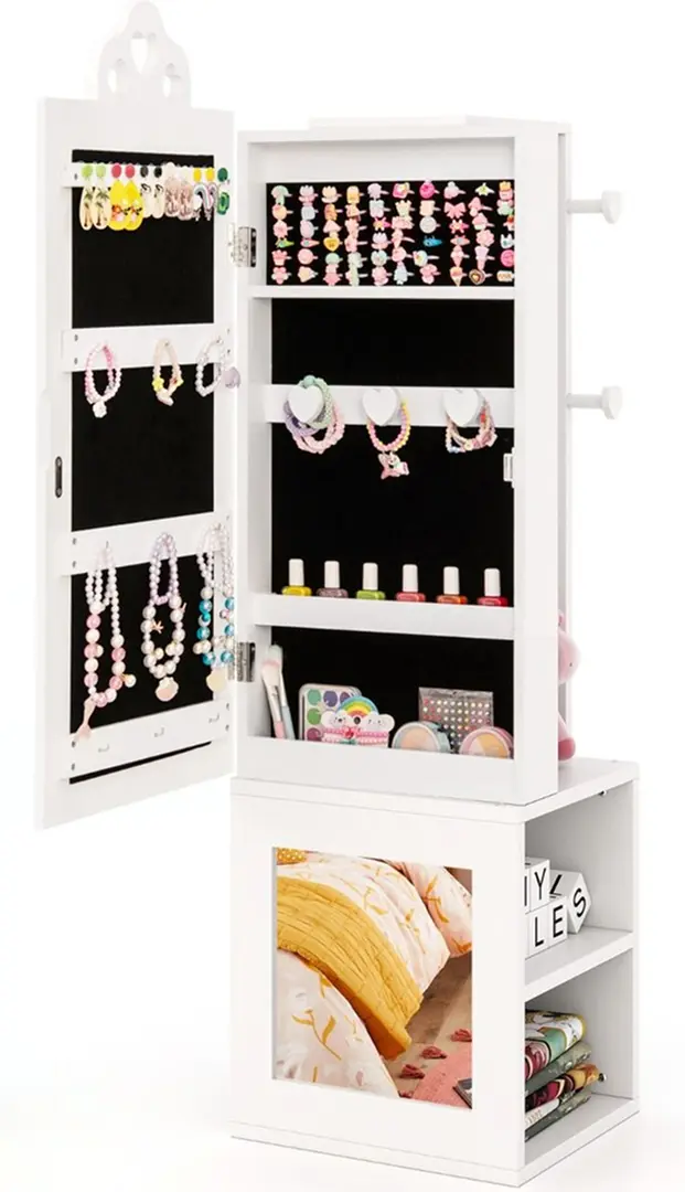 Шкаф-зеркало для украшений детский Costway HY10316WH (White) - 3