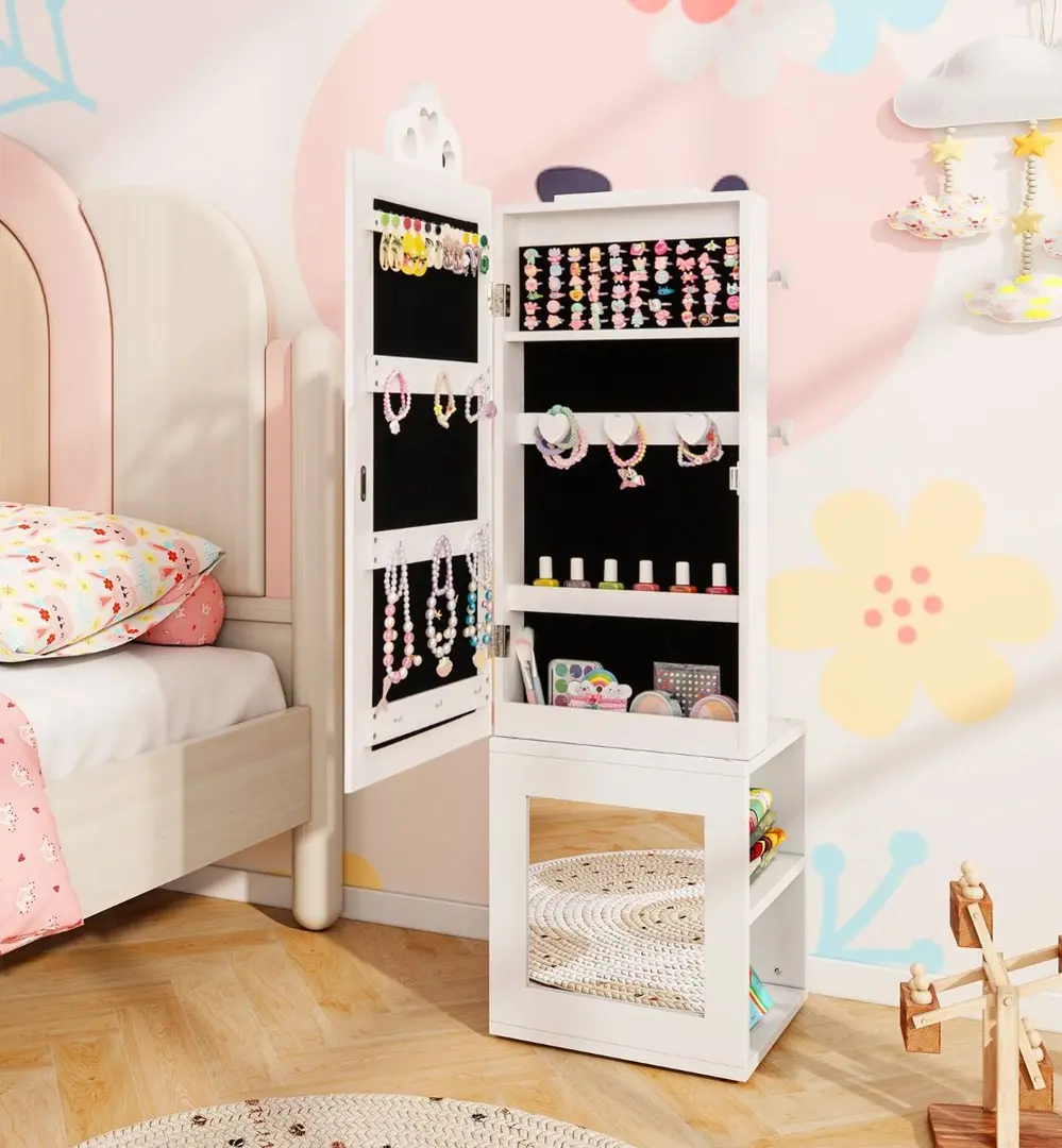 Шкаф-зеркало для украшений детский Costway HY10316WH (White)