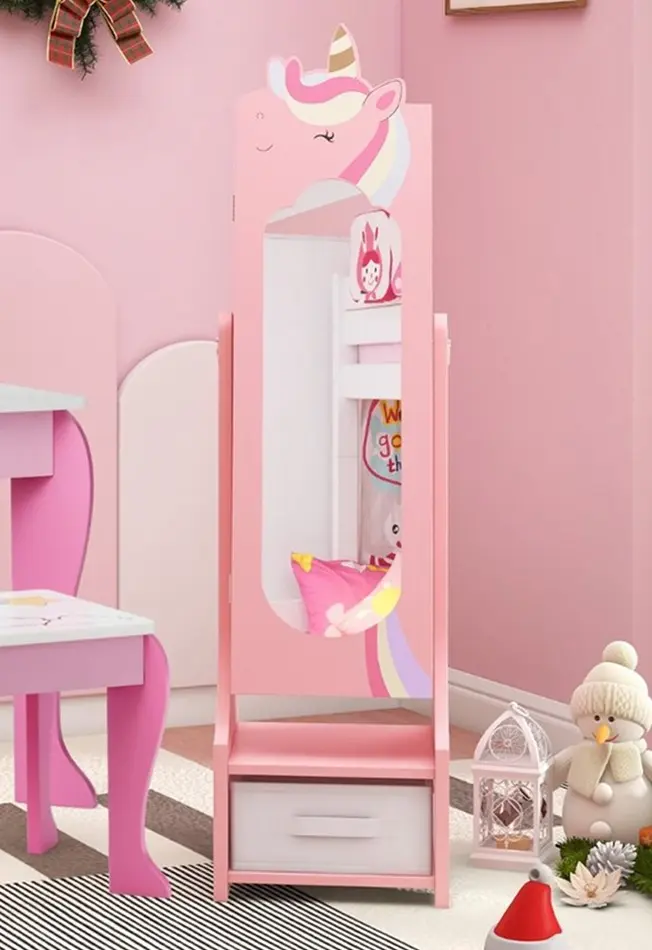 Шкаф-зеркало для украшений детский Costway HY10318PI (Pink)