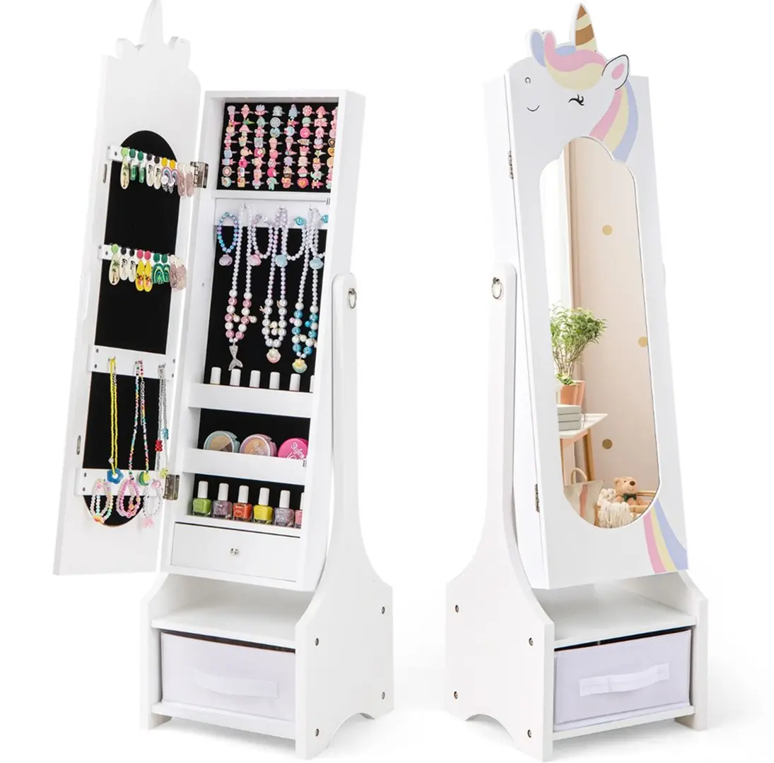Шкаф-зеркало для украшений детский Costway HY10318WH (White)