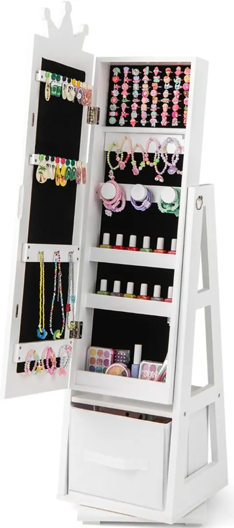 Шкаф-зеркало для украшений детский Costway HY10321WH (White)