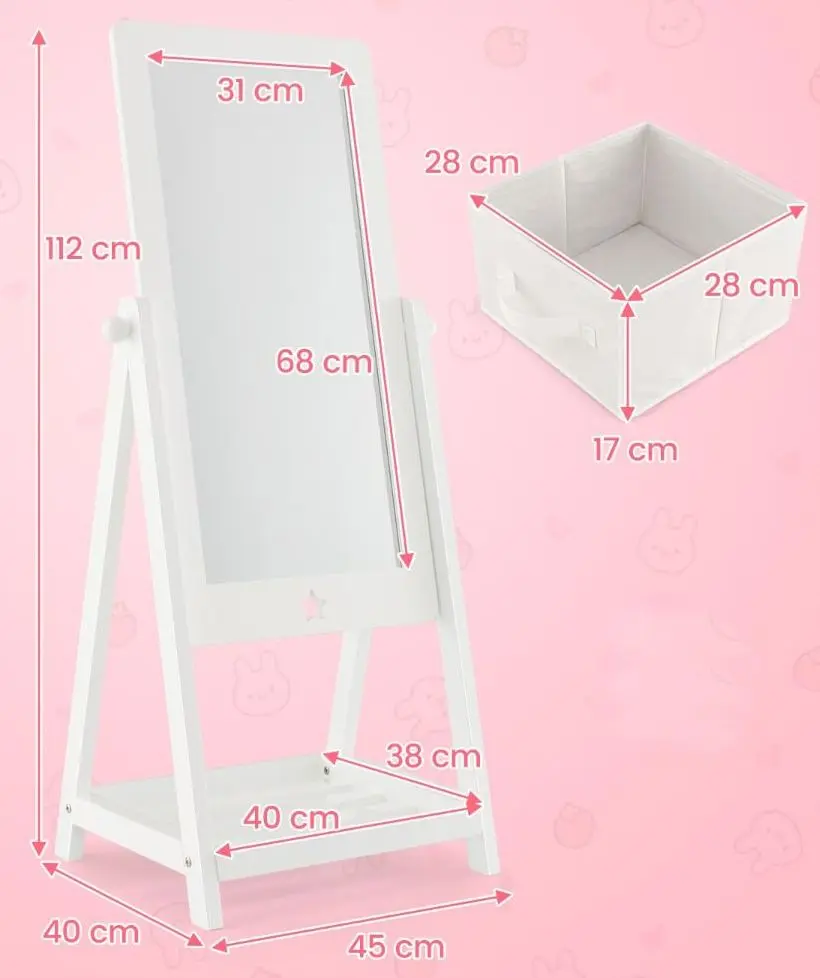 Oglinda pentru copii Costway HY10182WH (White) - 3