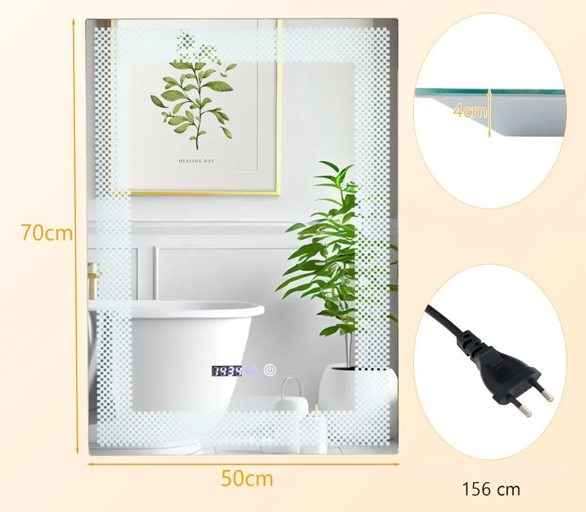 Oglinda cu iluminare Costway BA8042DE (Silver)