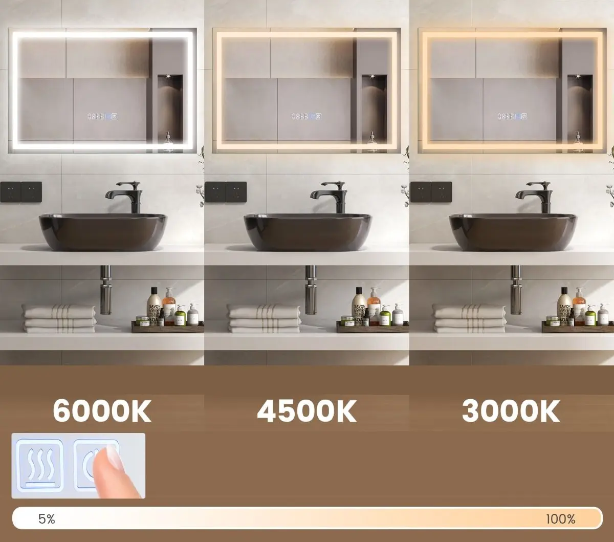 Oglinda cu iluminare Costway BA8060DE (Silver)