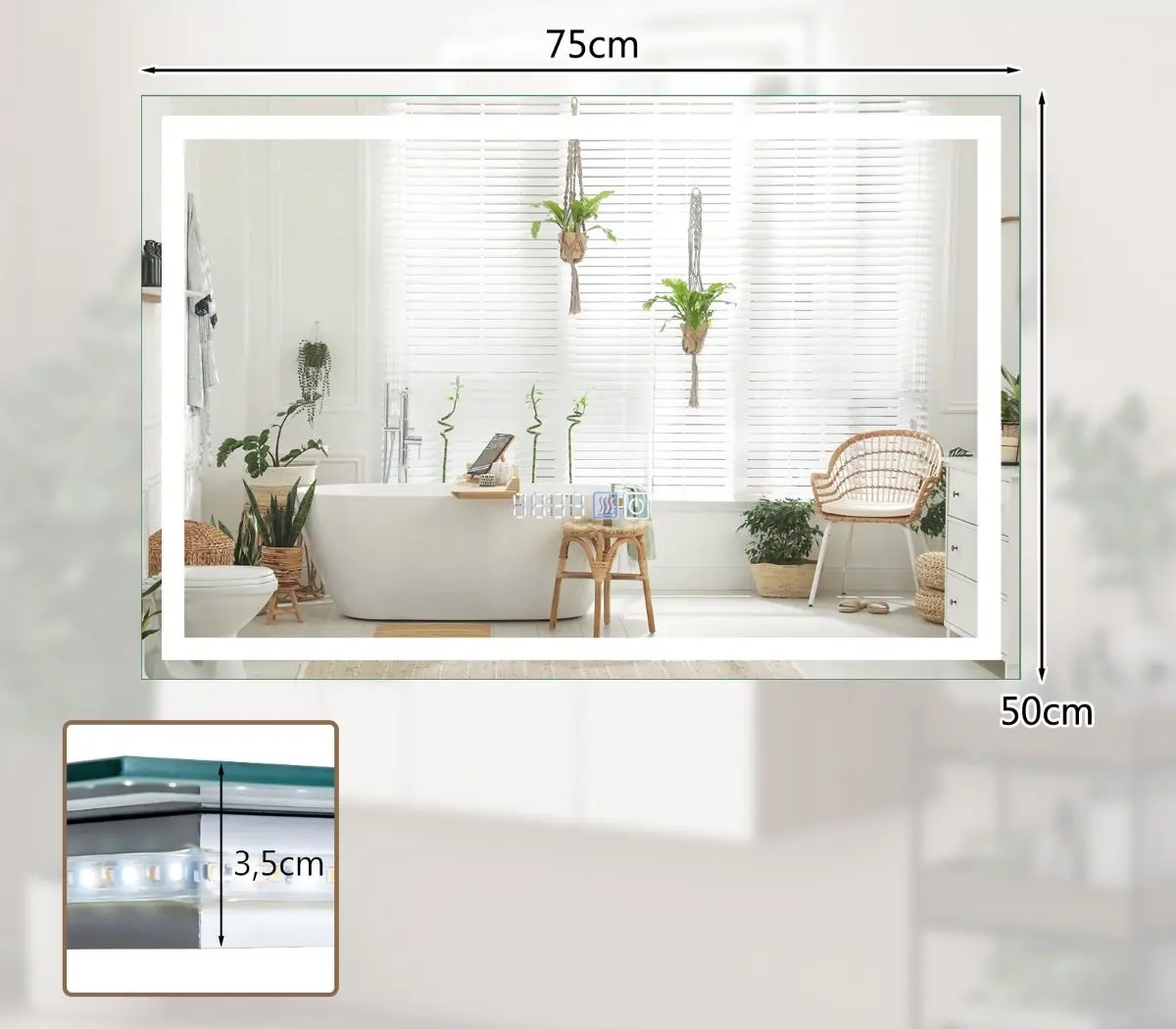 Oglinda cu iluminare Costway BA8060DE (Silver)