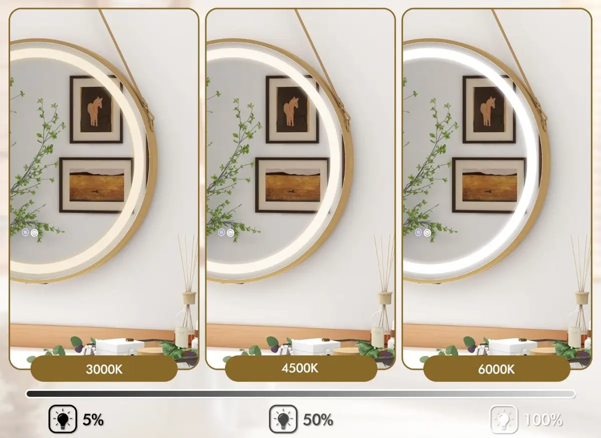 Oglinda cu iluminare Costway BA8076DE-GD (Gold)