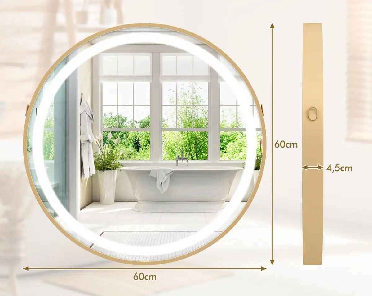 Oglinda cu iluminare Costway BA8076DE-GD (Gold)