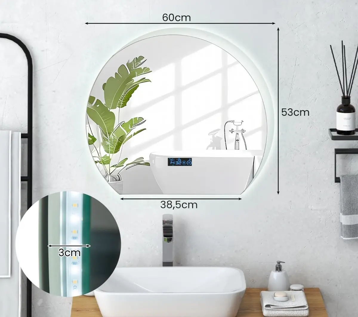 Зеркало с подсветкой Costway BA8080DE (Silver)