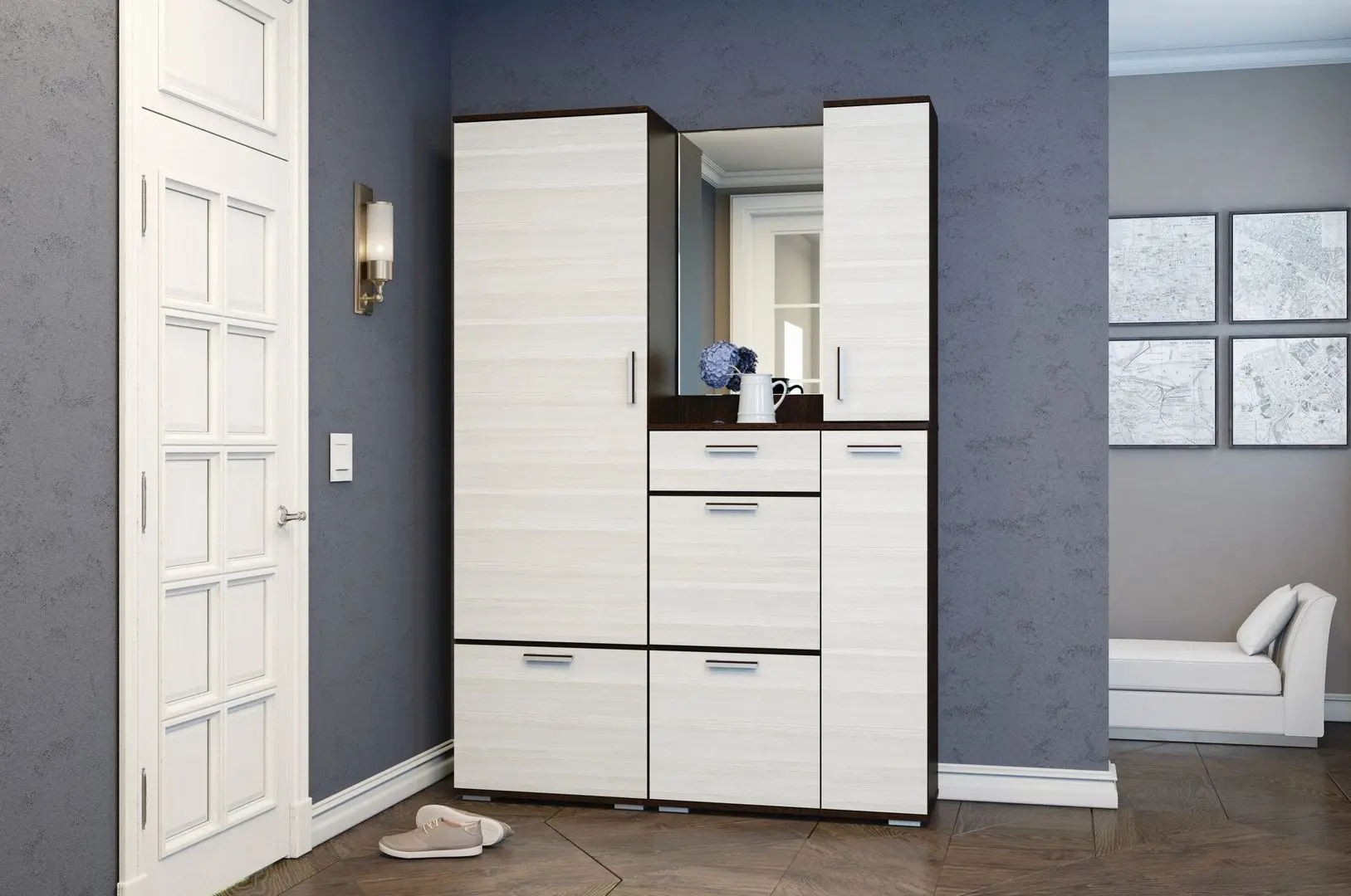 Raft cu oglinda ЭРА Nika ПЗ800 (Wenge/Loredo Pine) - 3