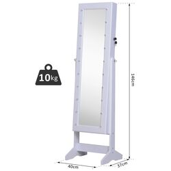 Dulap-oglinda pentru bijuterii Homcom 831-221 40x37x146 cm (White) Thumb