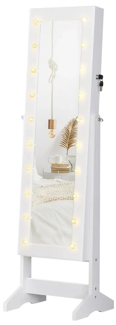 Dulap-oglinda pentru bijuterii Homcom 831-221 40x37x146 cm (White)