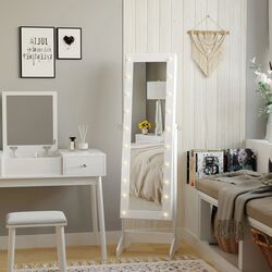Dulap-oglinda pentru bijuterii Homcom 831-221 40x37x146 cm (White) Thumb