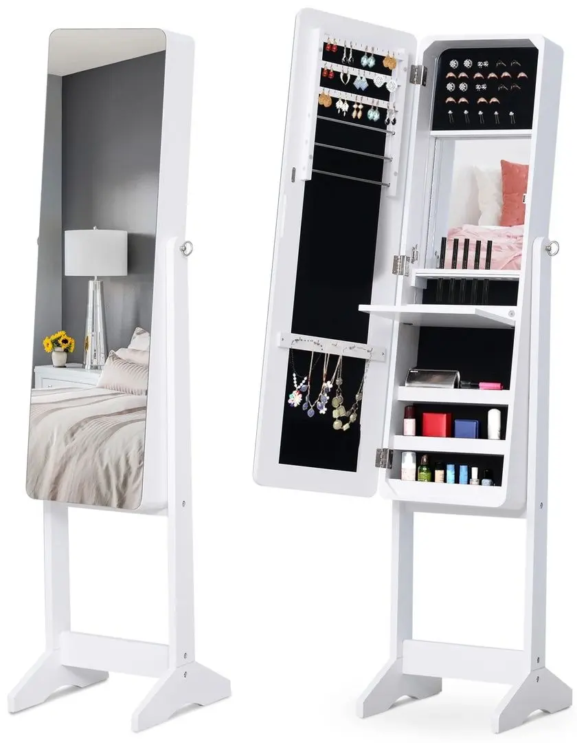 Шкаф-зеркало для украшений Homcom 831-222WT 30x36x146 cm (White)