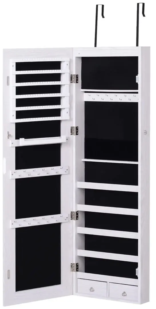 Dulap-oglinda pentru bijuterii Homcom 831-269WT 37x10x120 cm (White)