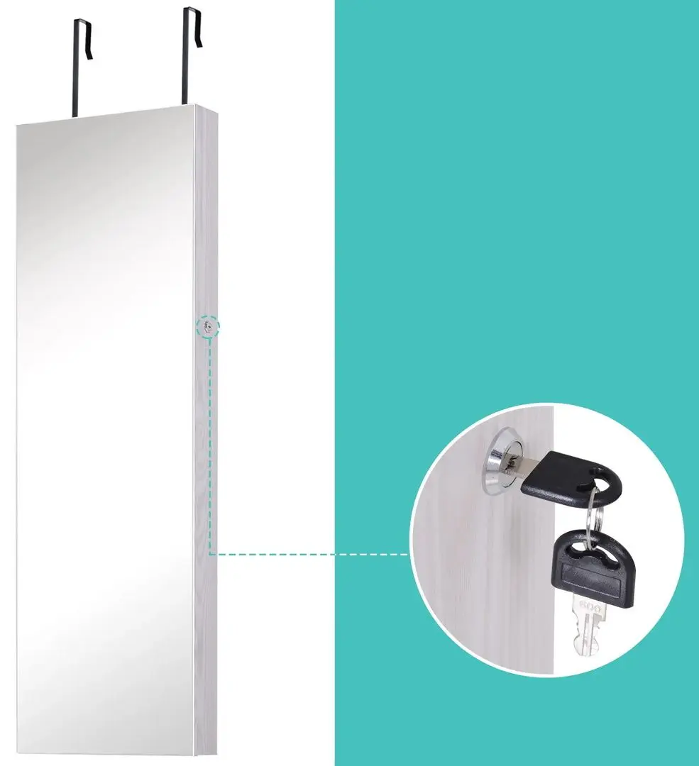 Dulap-oglinda pentru bijuterii Homcom 831-269WT 37x10x120 cm (White)