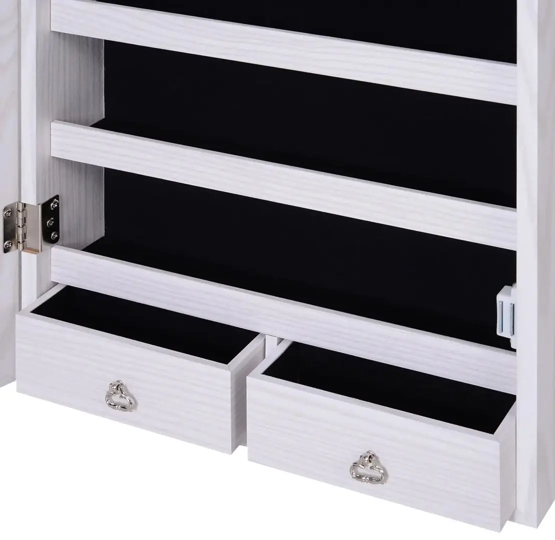 Dulap-oglinda pentru bijuterii Homcom 831-269WT 37x10x120 cm (White)