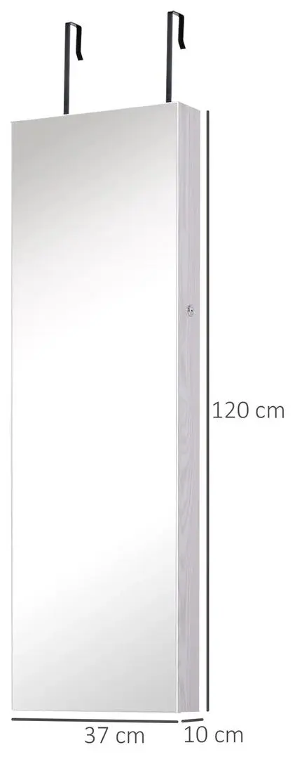 Dulap-oglinda pentru bijuterii Homcom 831-269WT 37x10x120 cm (White)