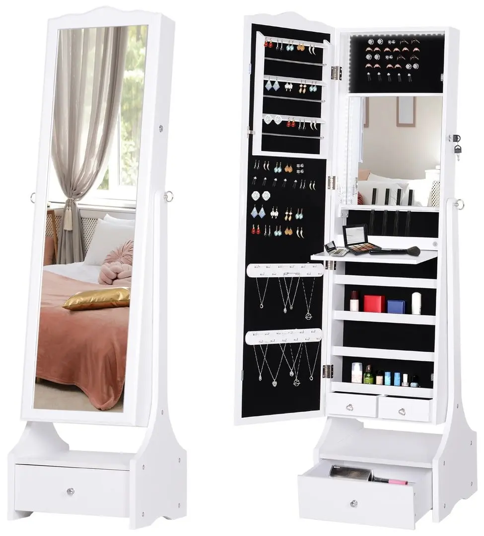 Dulap-oglinda pentru bijuterii Homcom 831-274WT 45x36x150 cm (White) - 3