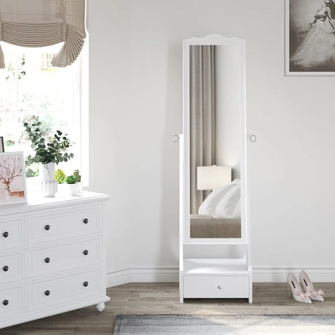 Dulap-oglinda pentru bijuterii Homcom 831-274WT 45x36x150 cm (White) - 6