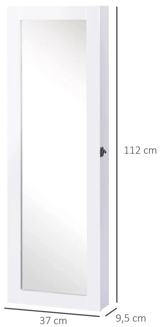 Шкаф-зеркало для украшений Homcom 833-102WT 37x9x112 cm (White)