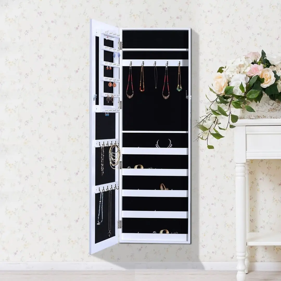 Шкаф-зеркало для украшений Homcom 833-102WT 37x9x112 cm (White)