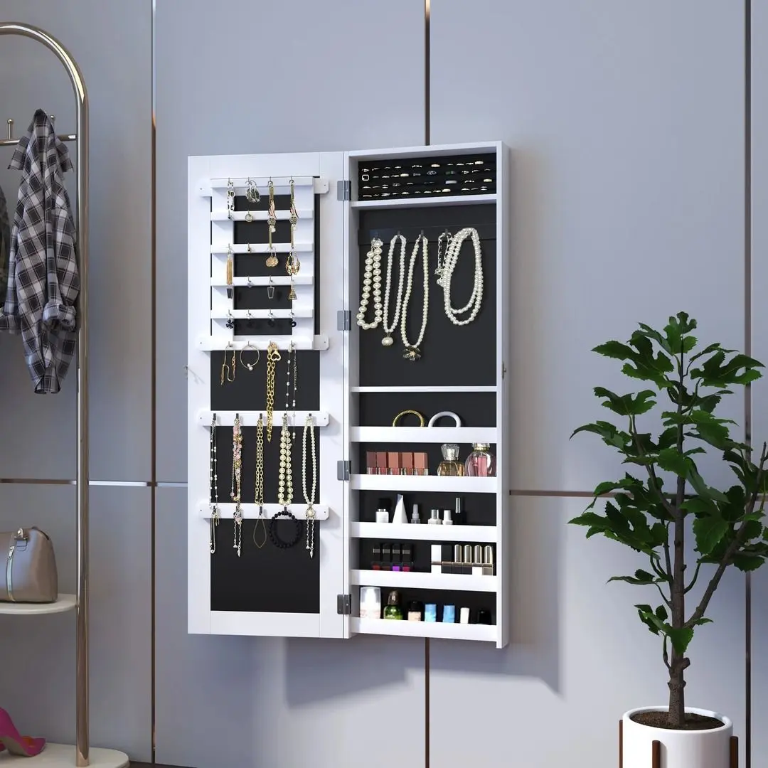 Шкаф-зеркало для украшений Homcom 833-102WT 37x9x112 cm (White)