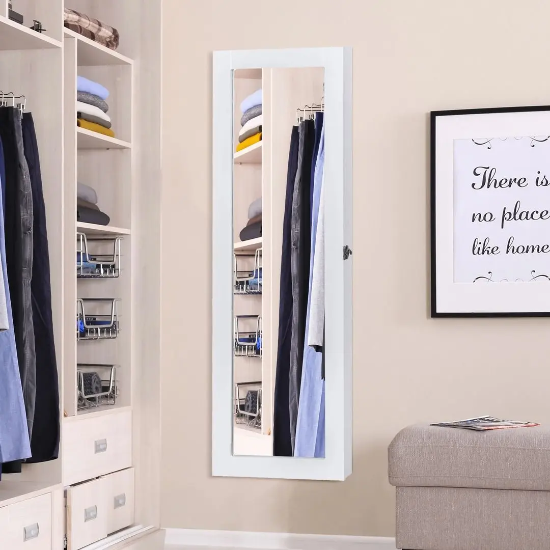 Шкаф-зеркало для украшений Homcom 833-102WT 37x9x112 cm (White)