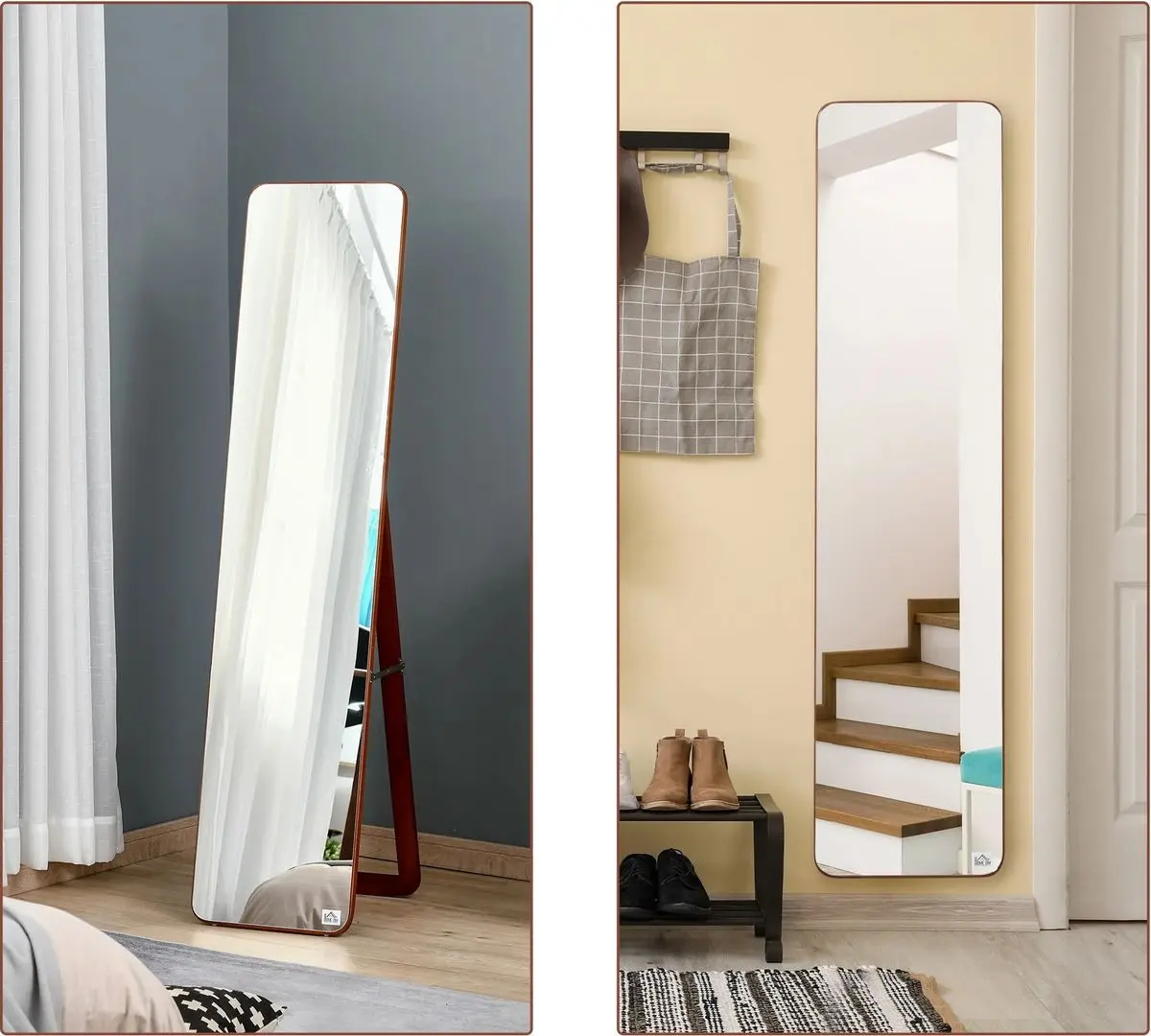 Зеркало Homcom 831-390 43x37x156 cm (Light Walnut)