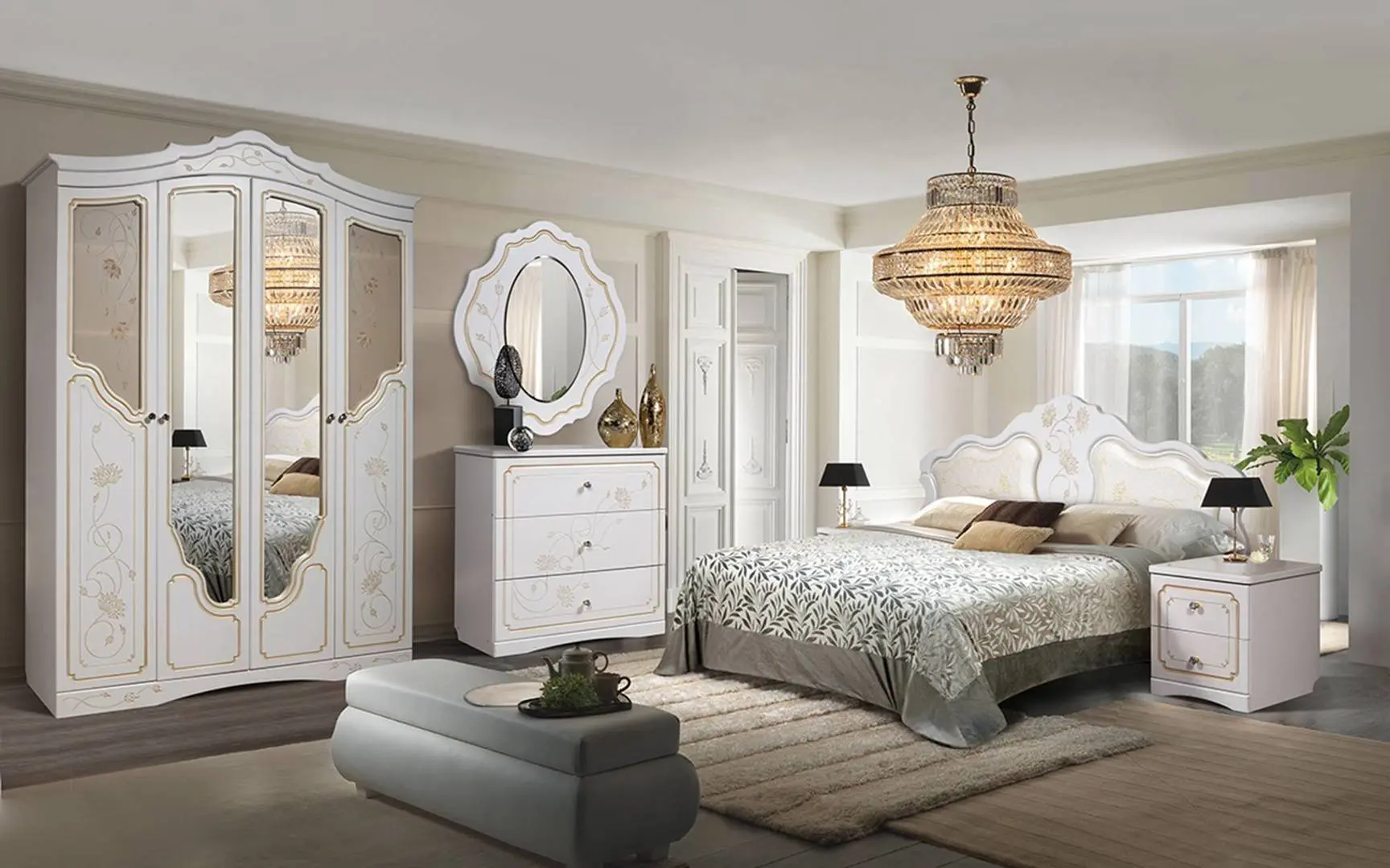 Oglinda КМК 0434.5-02 Melani 2 (Белый/Patina Gold)