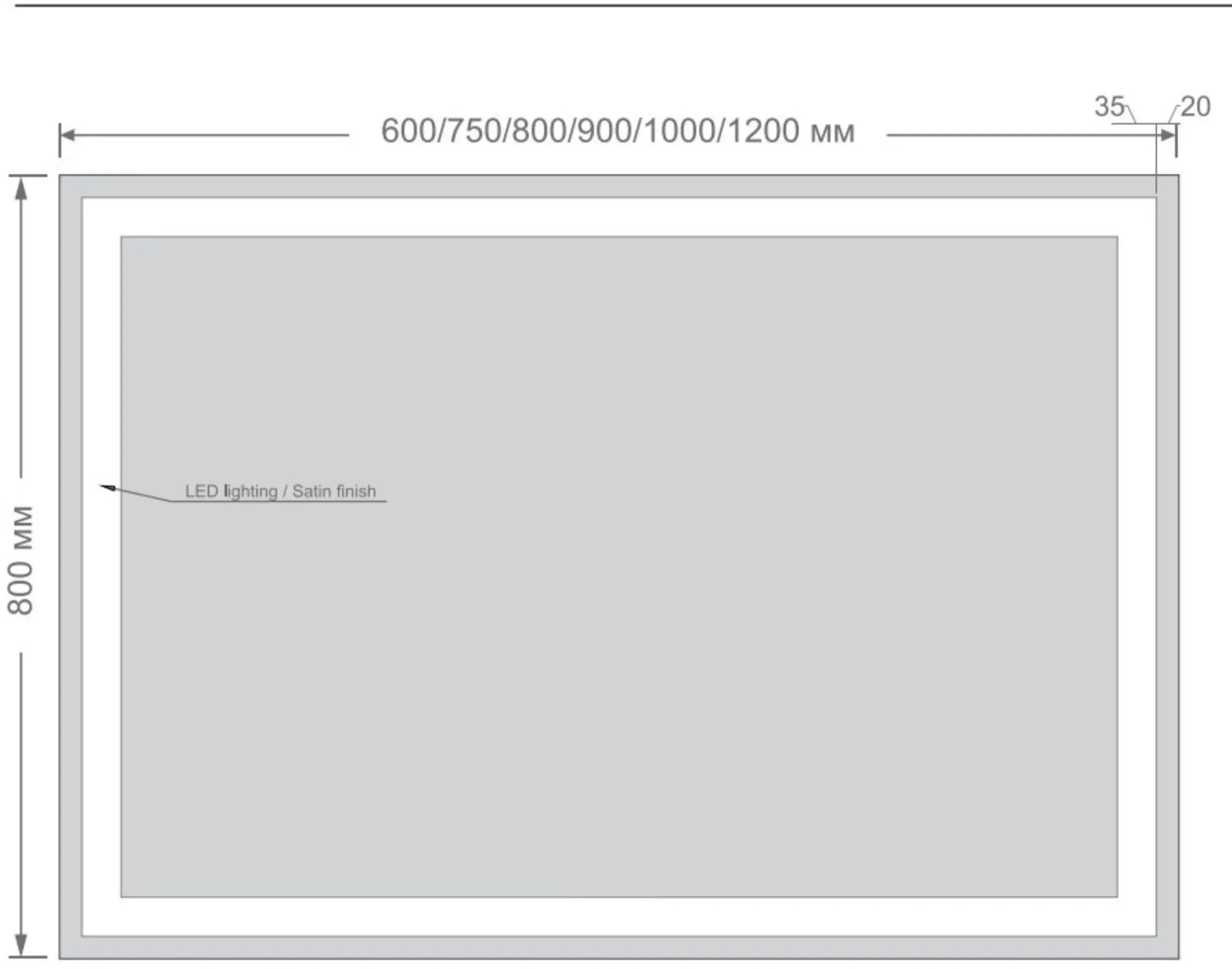 Зеркало Orka Led+ Due PHKX030203 1000x700