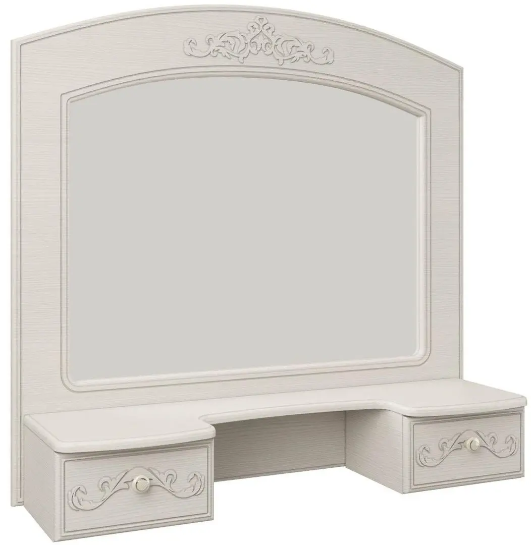 Зеркало с полкой Олмеко Каролина (Вудлайн Кремовый/Сандал Светлый)