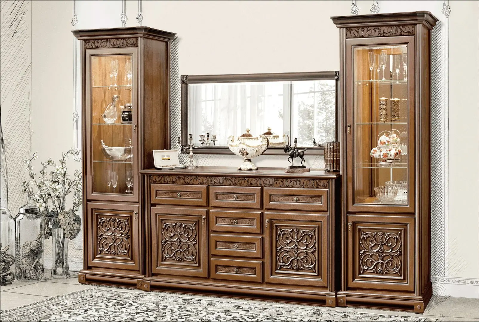 Oglinda Skay Toskana 1.61 (Caravaggio Nut/Italian Nut) - 2