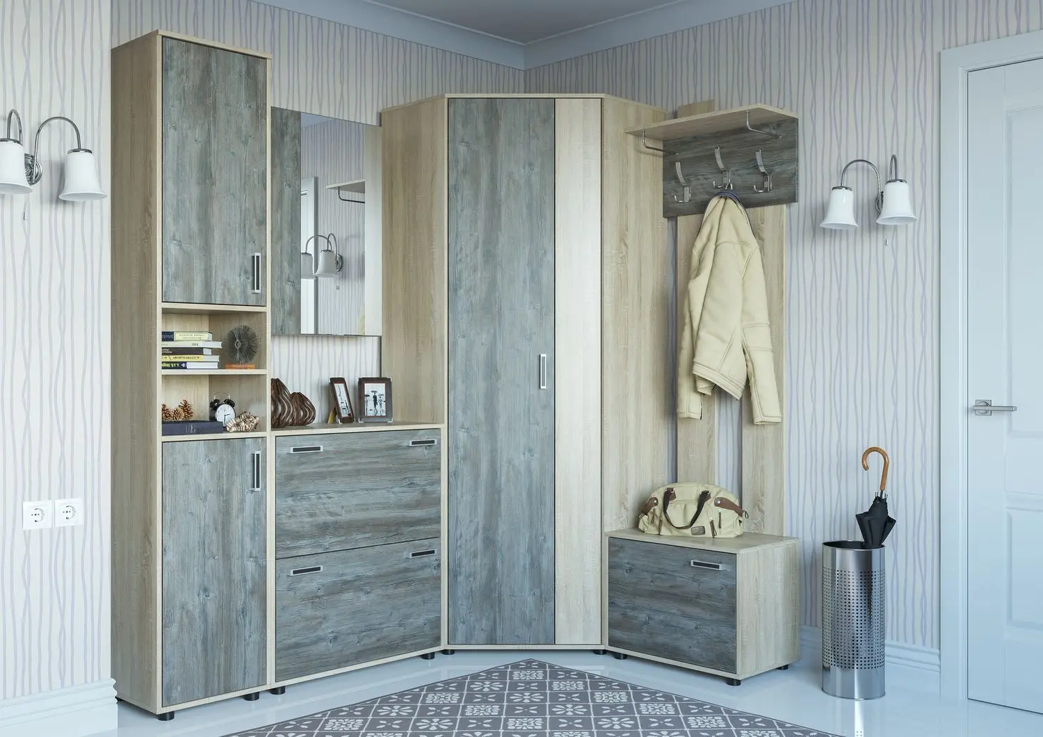 Oglinda cu dulap SV-Mebel Vizit 1 (Sonoma Oak/Jackson Pine)