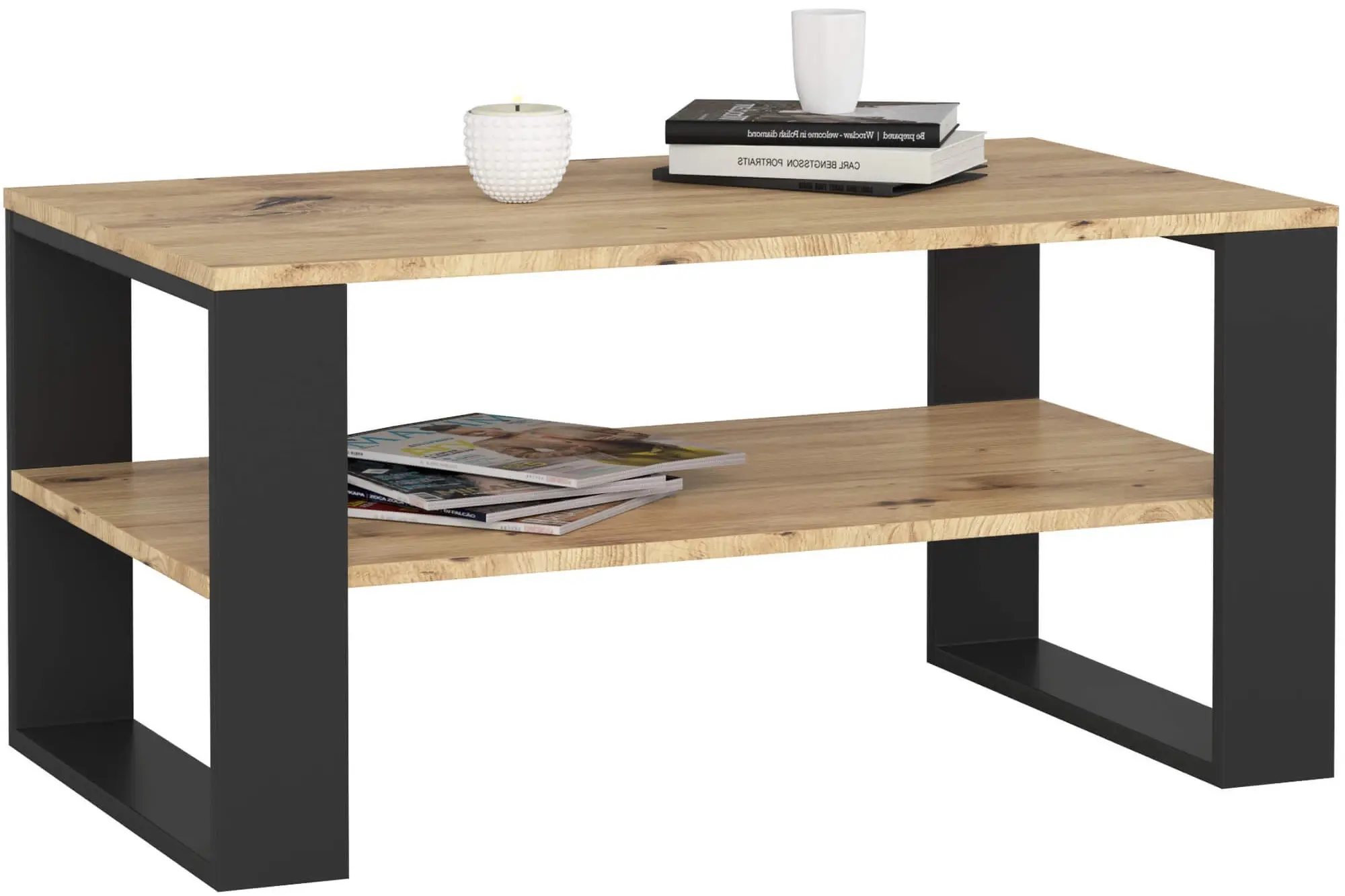 Журнальный столик Akord Alex 92см (Artisan Oak/Black) - 4