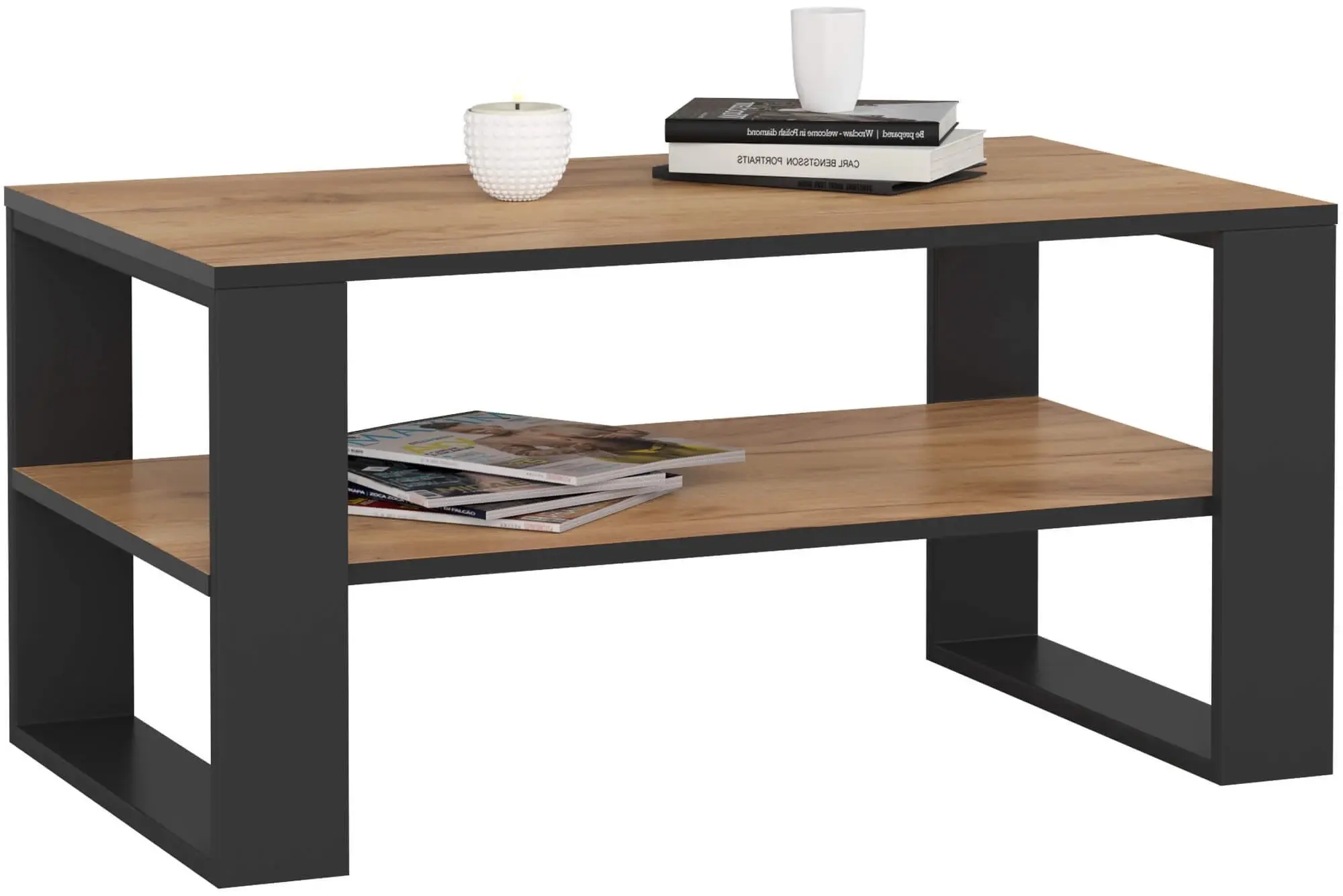 Журнальный столик  Akord Alex 92см (Craft Oak/Black) - 3