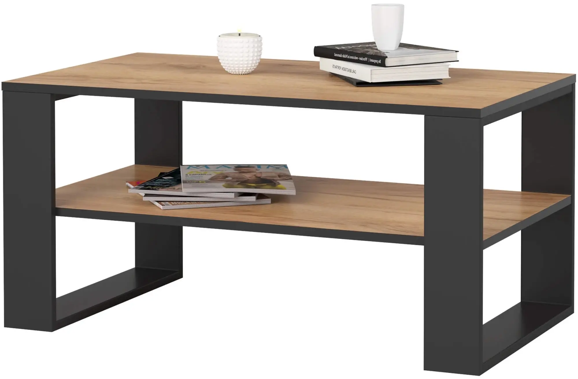 Журнальный столик  Akord Alex 92см (Craft Oak/Black) - 4