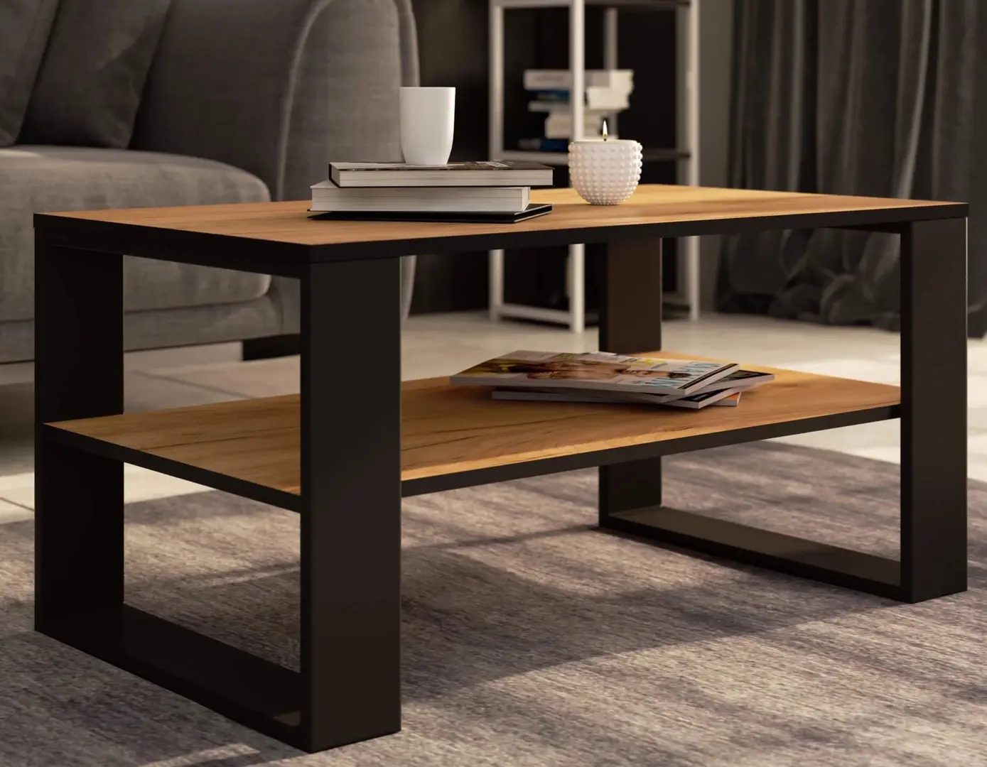 Журнальный столик  Akord Alex 92см (Craft Oak/Black)