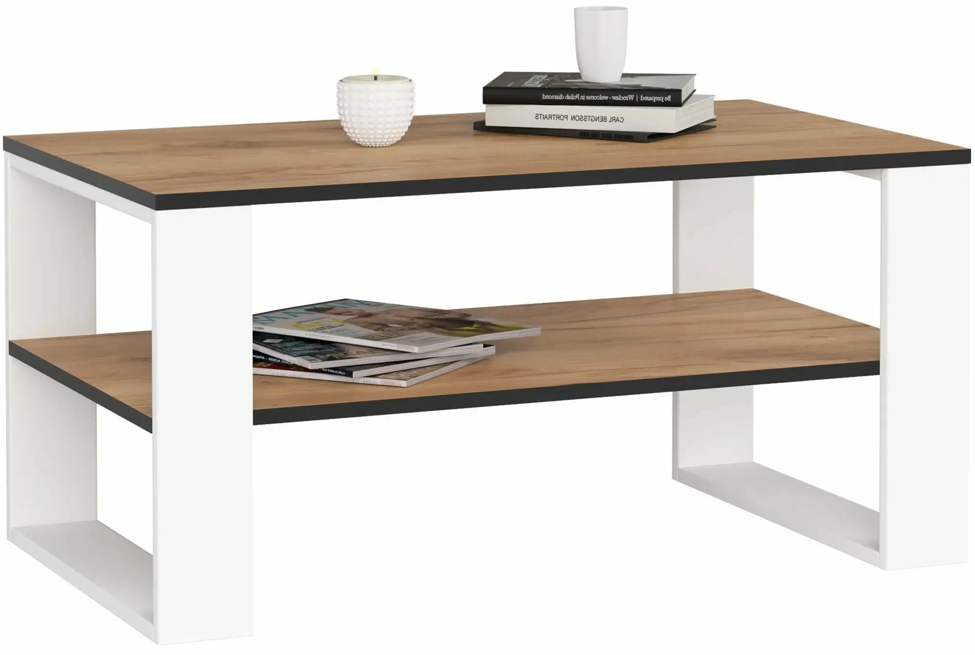 Журнальный столик Akord Alex 92см (Craft Oak/White) - 3