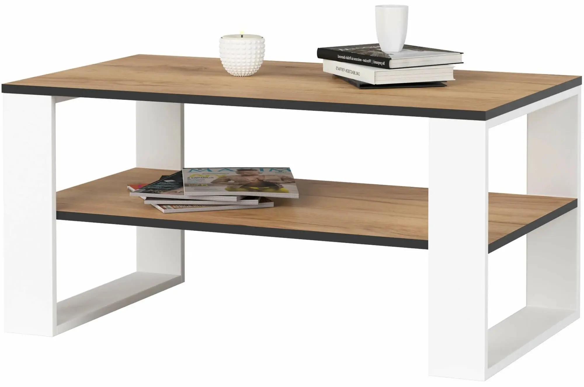 Журнальный столик Akord Alex 92см (Craft Oak/White) - 4