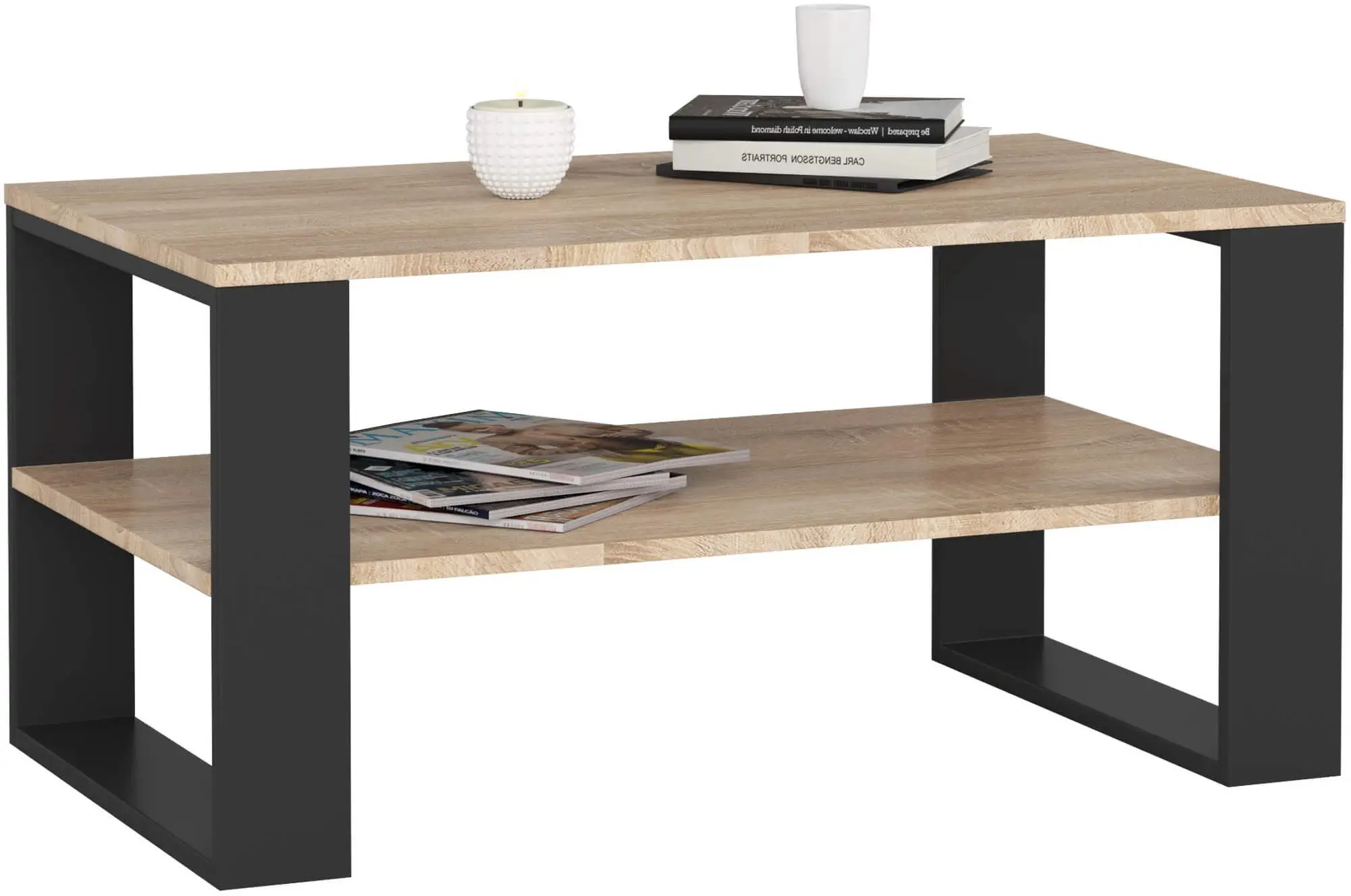 Журнальный столик Akord Alex 92см (Sonoma Oak/Black) - 3