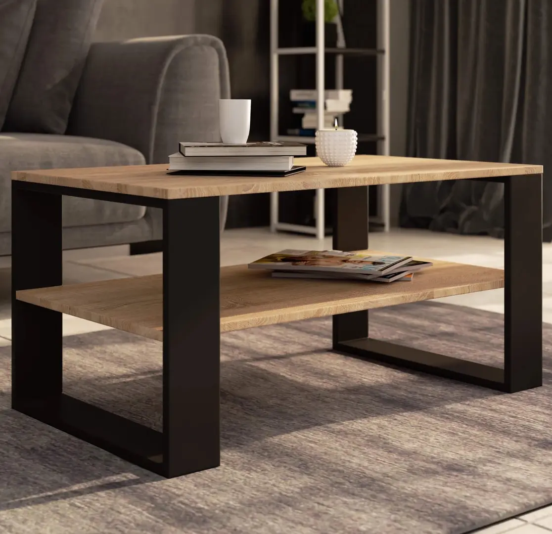 Журнальный столик Akord Alex 92см (Sonoma Oak/Black)